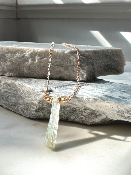 Green Kunzite - Raw Gold - ISHKJEWELS