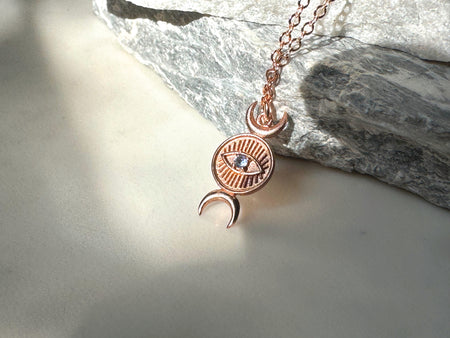 Triple Goddess Necklace Rose Gold - ISHKJEWELS