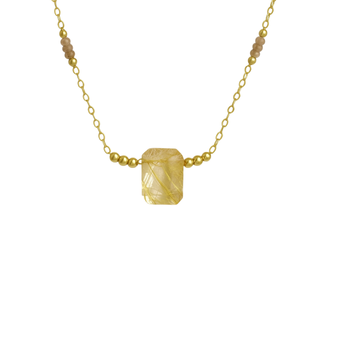Golden Rutile Emerald Cut - ISHKJEWELS