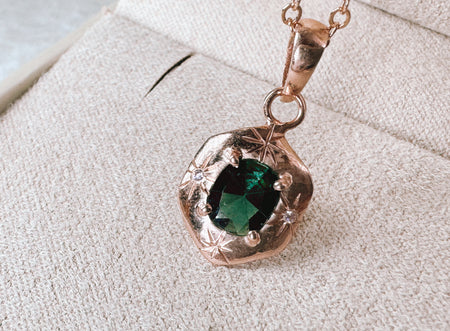 Soul Compass Deep Green Tourmaline Rose Gold Specimen 5 - ISHKJEWELS