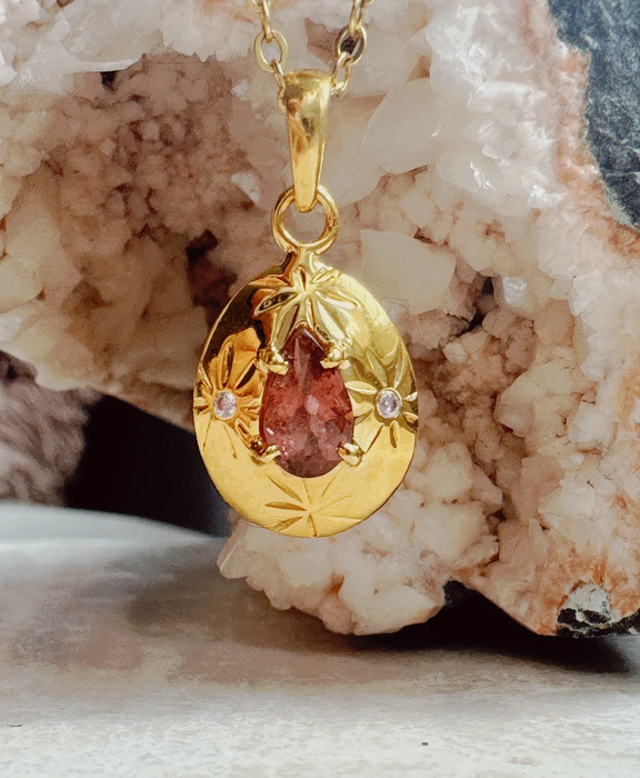 Soul Compass Pink Tourmaline Gold - ISHKJEWELS