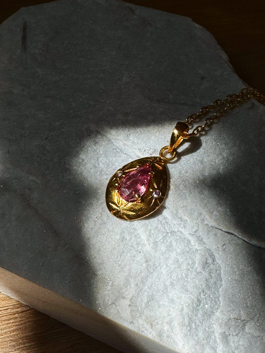 Soul Compass Pink Tourmaline Gold - ISHKJEWELS