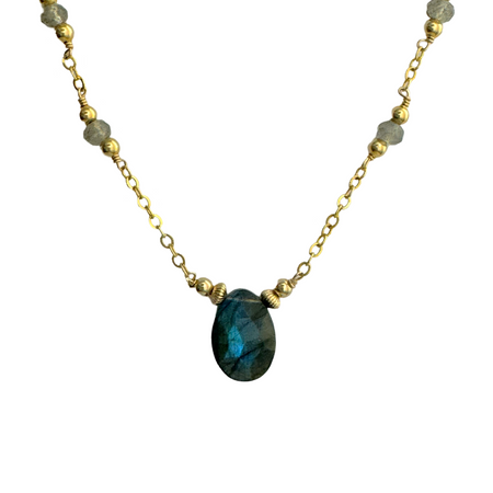 Labradorite Freeform Shield Necklace - ISHKJEWELS