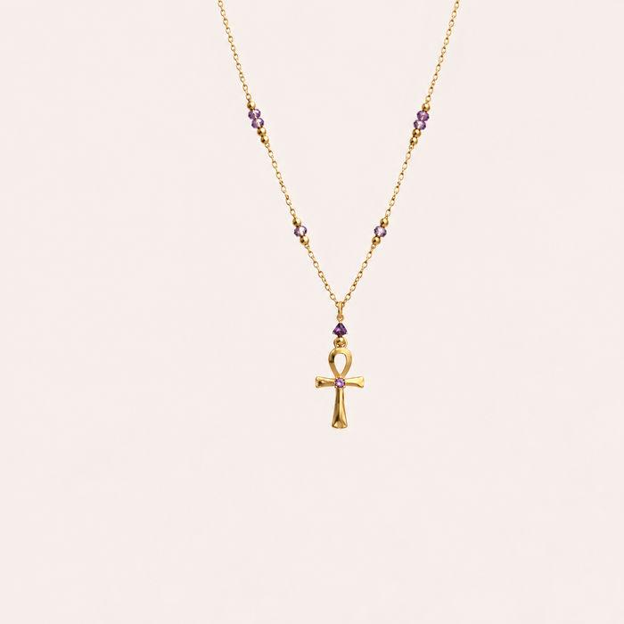 Amethyst Ankh Amulet - ISHKJEWELS