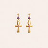 Amethyst Ankh Drop Earrings - ISHKJEWELS