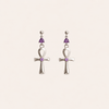Amethyst Ankh Drop Earrings - ISHKJEWELS