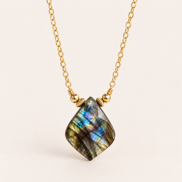 Blue Flash Labradorite Sacred Geometry - ISHKJEWELS