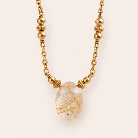 Golden Rutile Necklace - ISHKJEWELS
