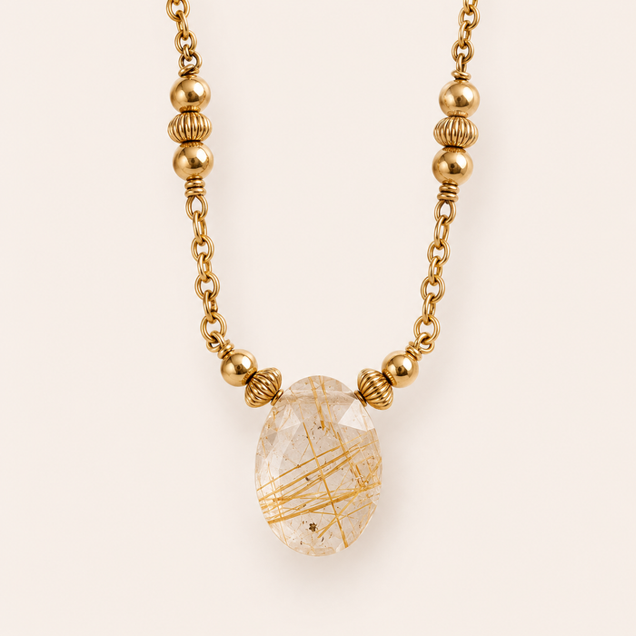 Golden Rutile Necklace - ISHKJEWELS