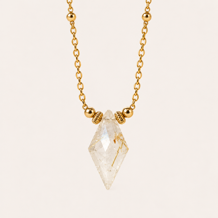 Golden Rutile Kite Necklace - ISHKJEWELS