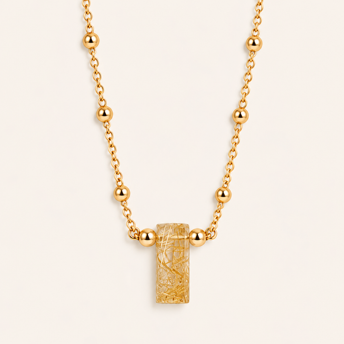 Golden Rutile Mini Necklace - ISHKJEWELS
