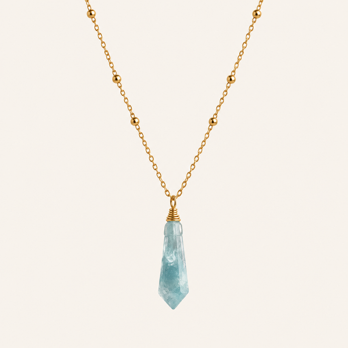 Aquamarine Point Necklace - ISHKJEWELS
