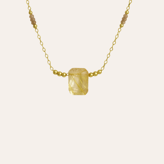 Golden Rutile Emerald Cut - ISHKJEWELS