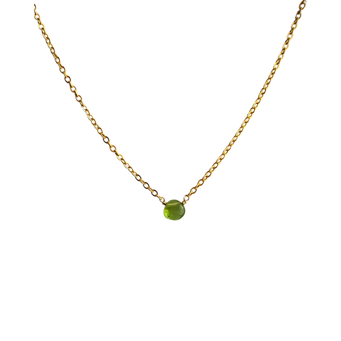 Peridot Mini Droplet Necklace - ISHKJEWELS