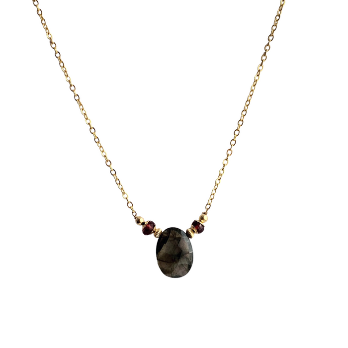 Labradorite Freeform Shield Necklace - ISHKJEWELS