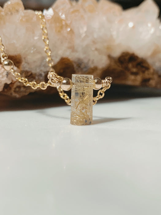 Golden Rutile Mini Necklace - ISHKJEWELS