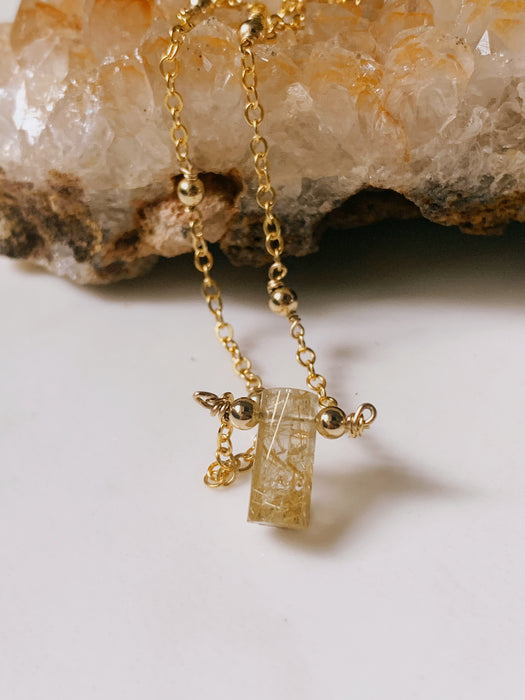Golden Rutile Mini Necklace - ISHKJEWELS