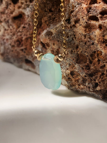 Blue Chalcedony Freeform Necklace - ISHKJEWELS