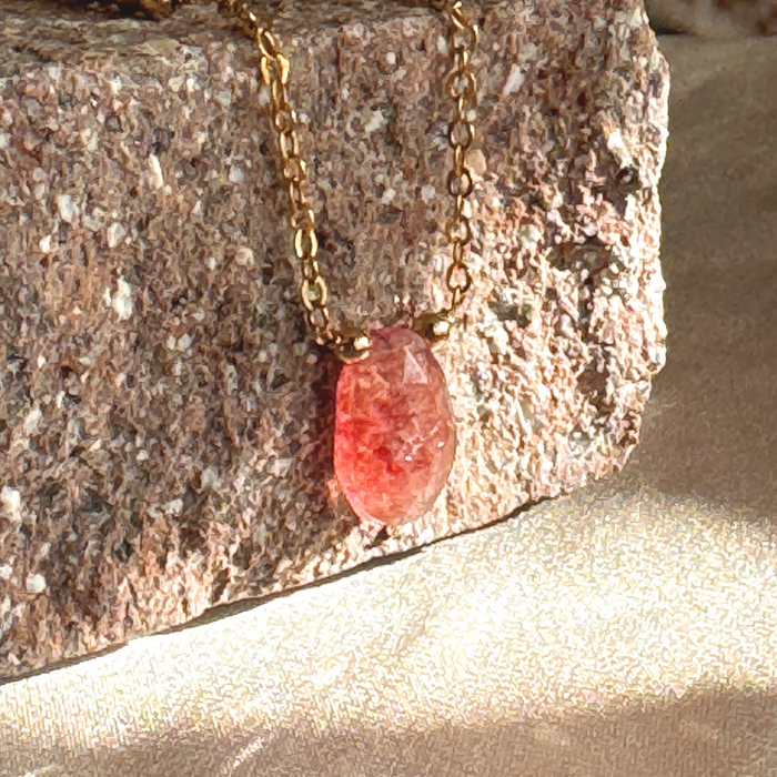 Strawberry Quartz Freeform Necklace