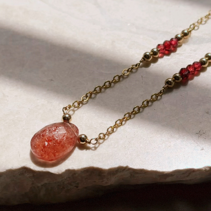 Strawberry Quartz Freeform Necklace