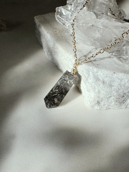 Black Rutile Point - Gold - ISHKJEWELS