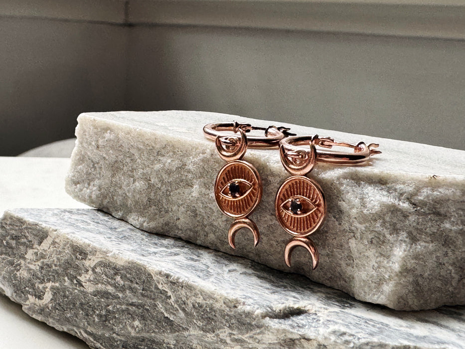 Triple Goddess Hoops Rose Gold - ISHKJEWELS