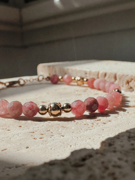 Pink Tourmaline Beaded Bracelet