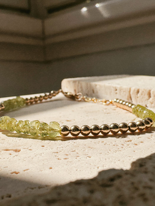 Peridot Beaded Golden Bracelet