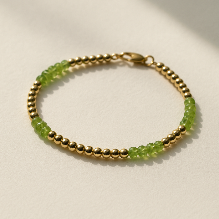 Peridot Beaded Golden Bracelet