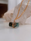 Moss Agate Crystal Necklace - ISHKJEWELS