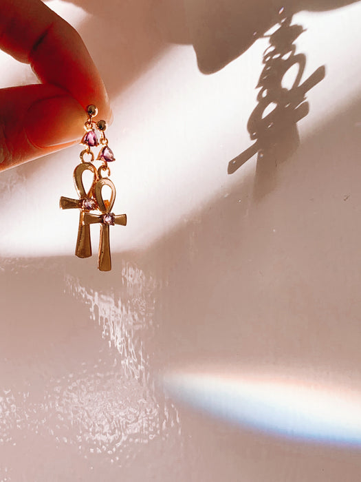 Amethyst Ankh Drop - ISHKJEWELS