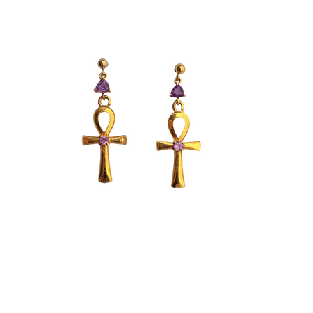 Amethyst Ankh Drop - ISHKJEWELS