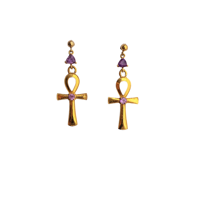 Amethyst Ankh Drop - ISHKJEWELS