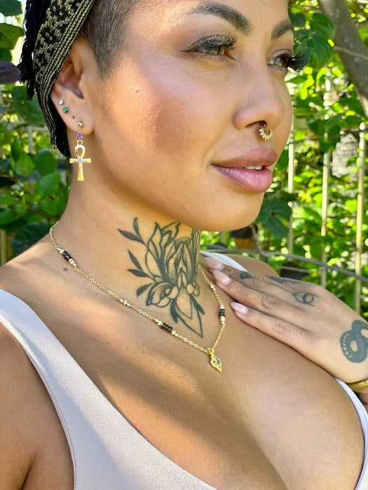 Amethyst Ankh Drop - ISHKJEWELS
