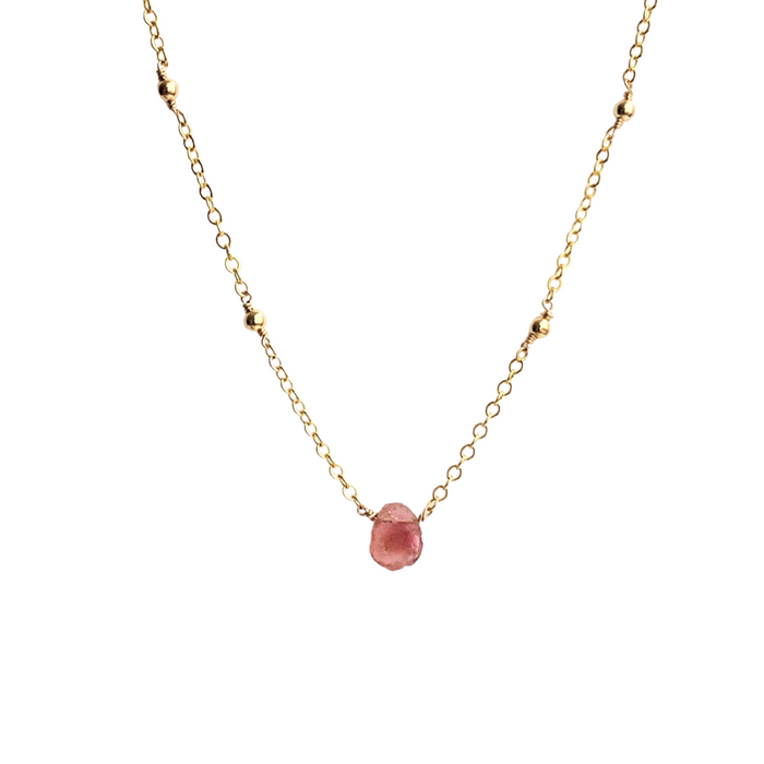 Pink Tourmaline Slice Necklace - ISHKJEWELS