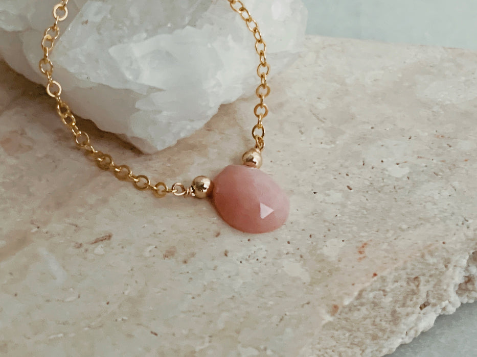 Pink Opal Free Form Necklace - ISHKJEWELS