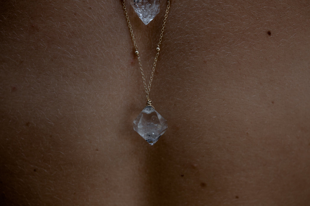 kriya diamond quartz necklace - ISHKJEWELS