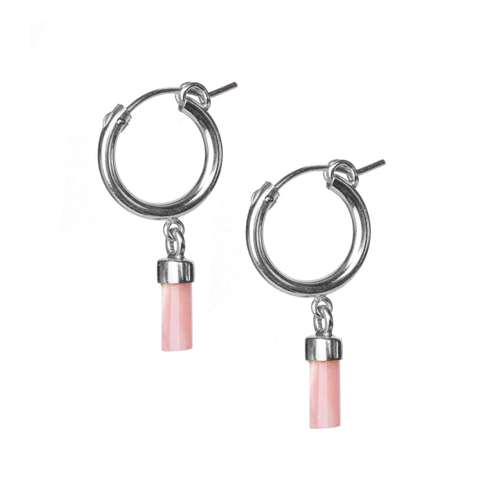 crystal shard hoops pink opal - ISHKJEWELS