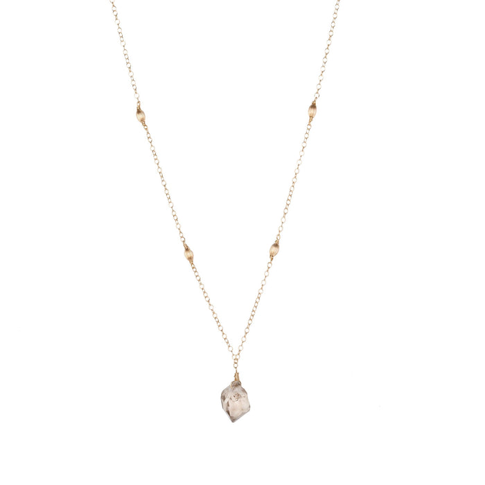 champagne diamond quartz necklace - ISHKJEWELS
