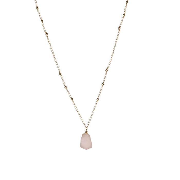 rose quartz - raw necklace - ISHKJEWELS
