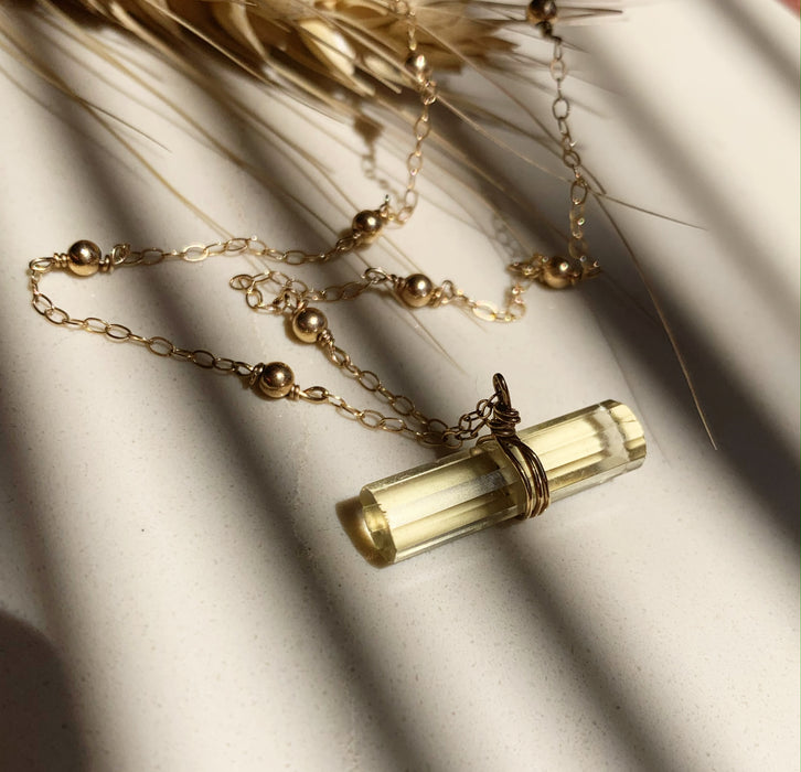 lemon quartz necklace - ISHKJEWELS