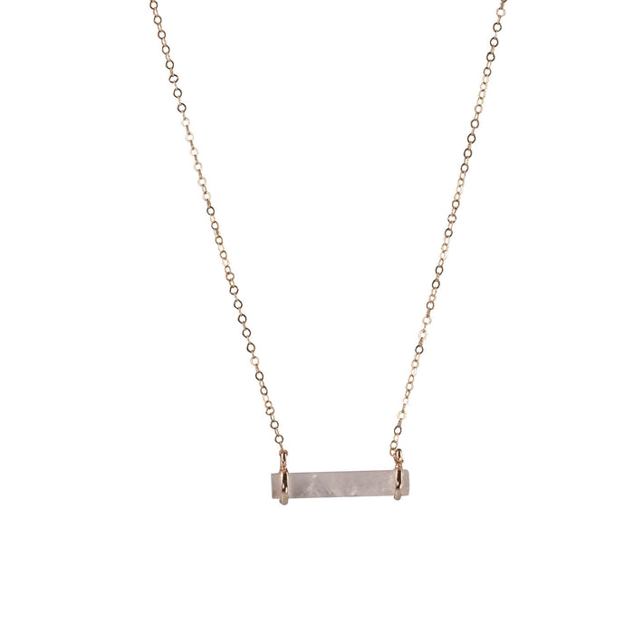 light beam bar rose quartz necklace - ISHKJEWELS