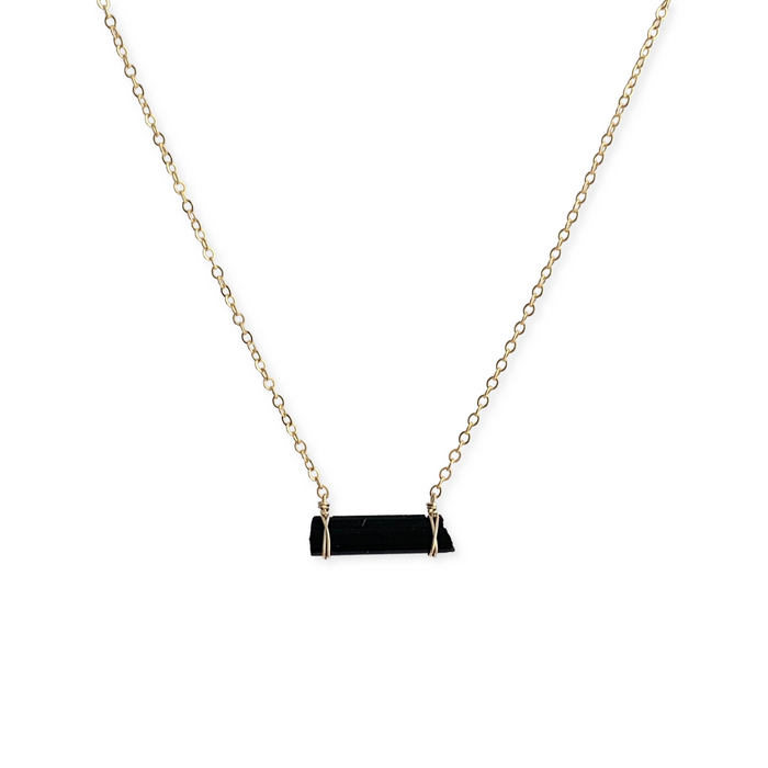 raw black tourmaline necklace - ISHKJEWELS