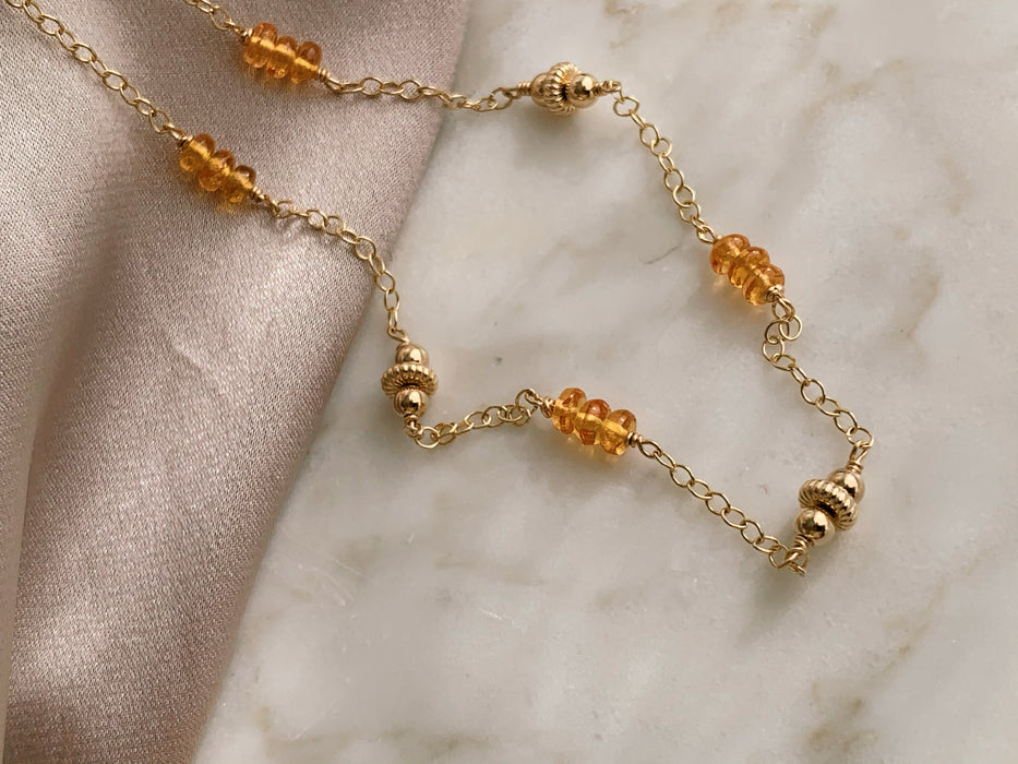 Lakshi - Orange Garnet Necklace - ISHKJEWELS